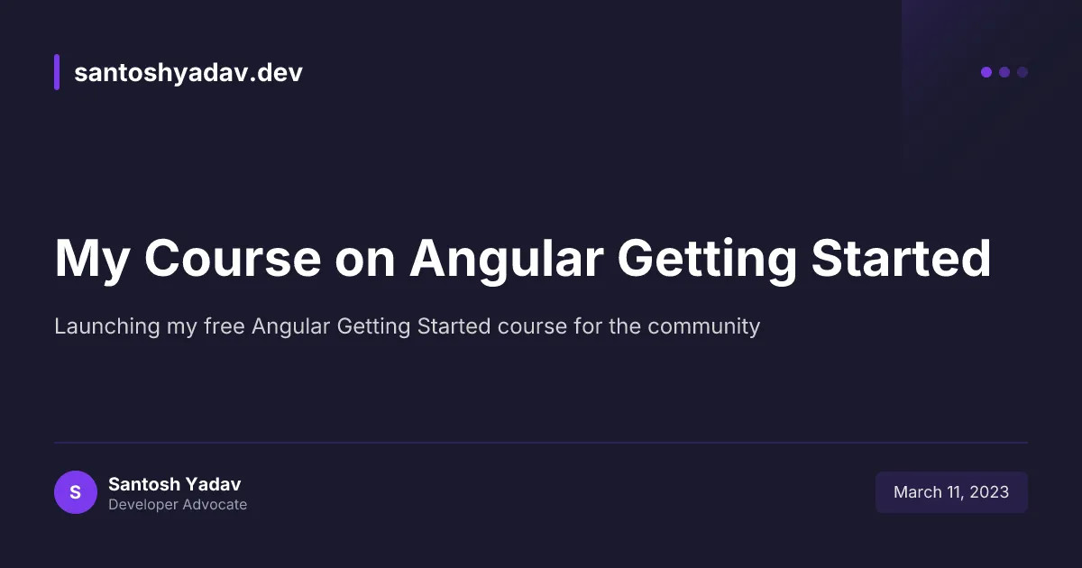 My Course on Angular Getting Started