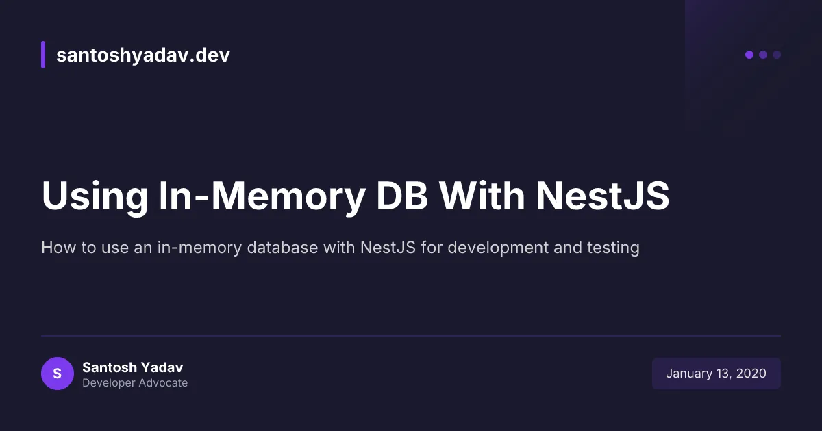 Using in-memory-db With NestJS